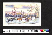 藏品(〔陳廷祥先生收藏系列〕：昭和年間明信片簿(一)鄉間牛群風景畫作明信片)的圖片